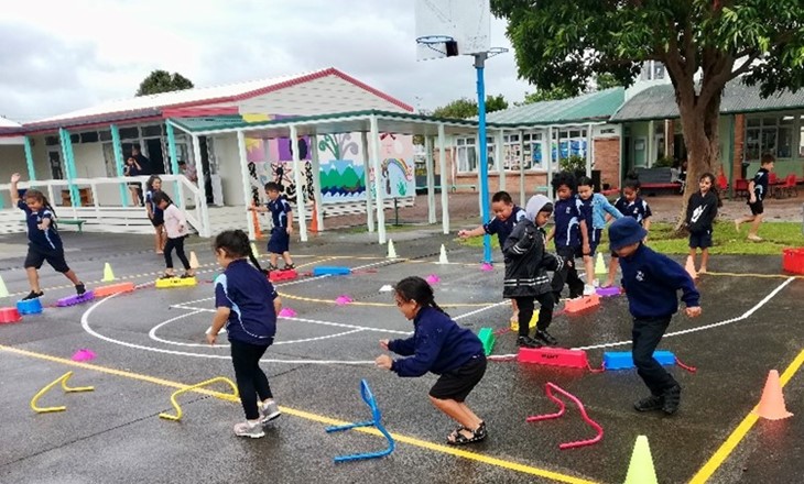 kids getting active in the school yard