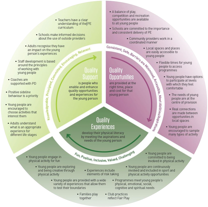 Wheel chart about quality support, opportunities and experiences