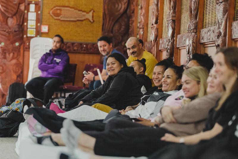 He Oranga Poutama Kaiwhakahaere and Sport NZ Ihi Aotearoa gather for national hui at Ohope Marae. Photo credit: Irena Ekens