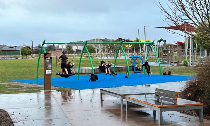 Children playing on swings
