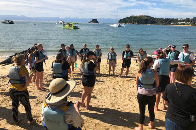 Group getting ready to go canoeing