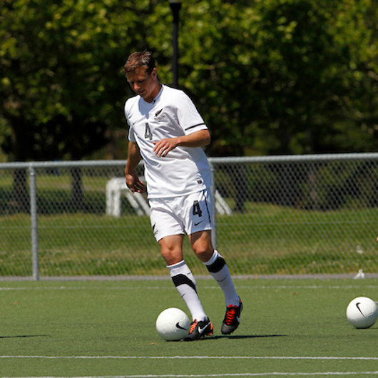 Ben Sigmund teaching young children to play soccer image