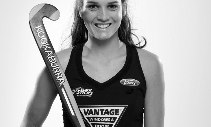 Amy Robinson poses with hockey stick