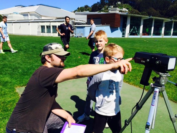 Jamie Tansley using a speed measuring radar