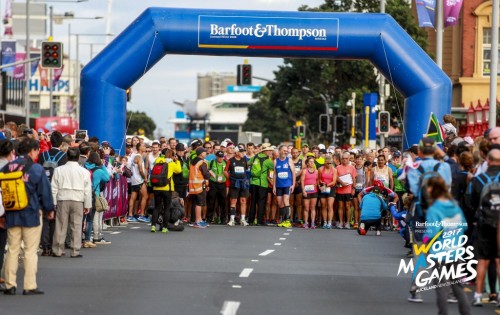 Group of runners ready to start the World Masters race