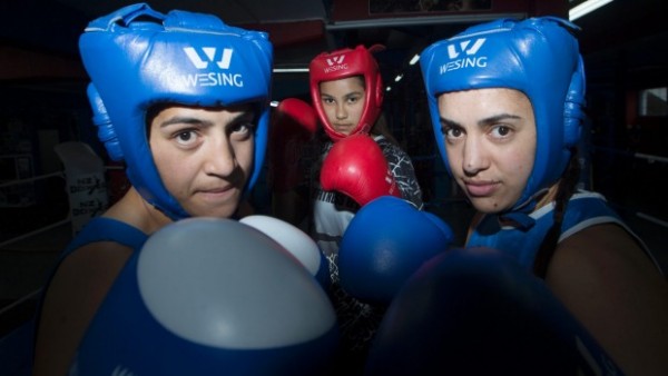 Three female boxers