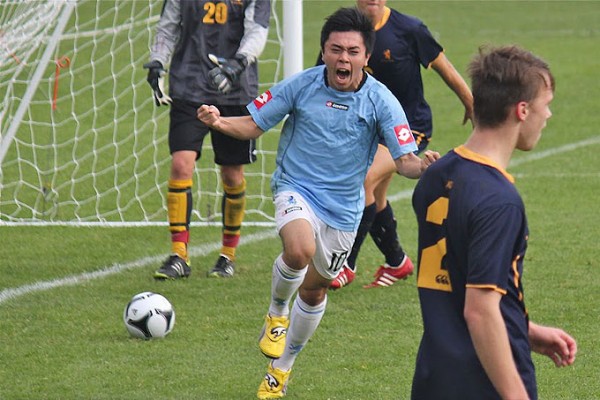 Young man celebrating a goal