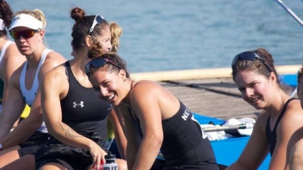 Rowers smiling after a race