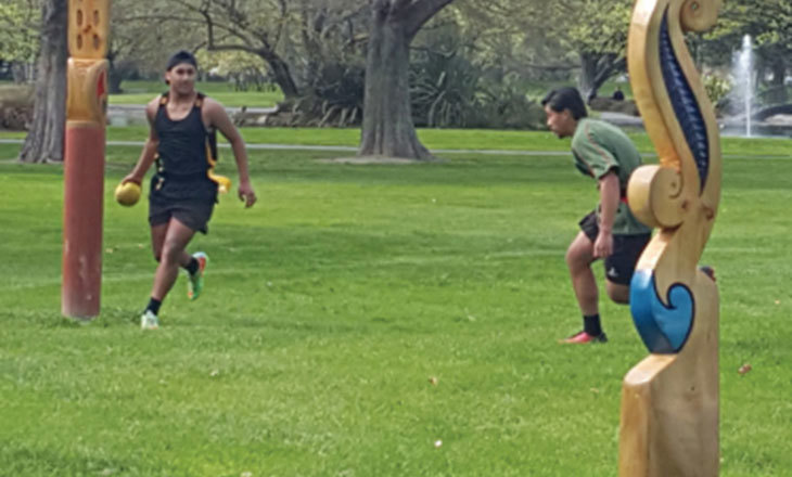 Rangatahi playing Kī o rahi, a traditional Māori spor