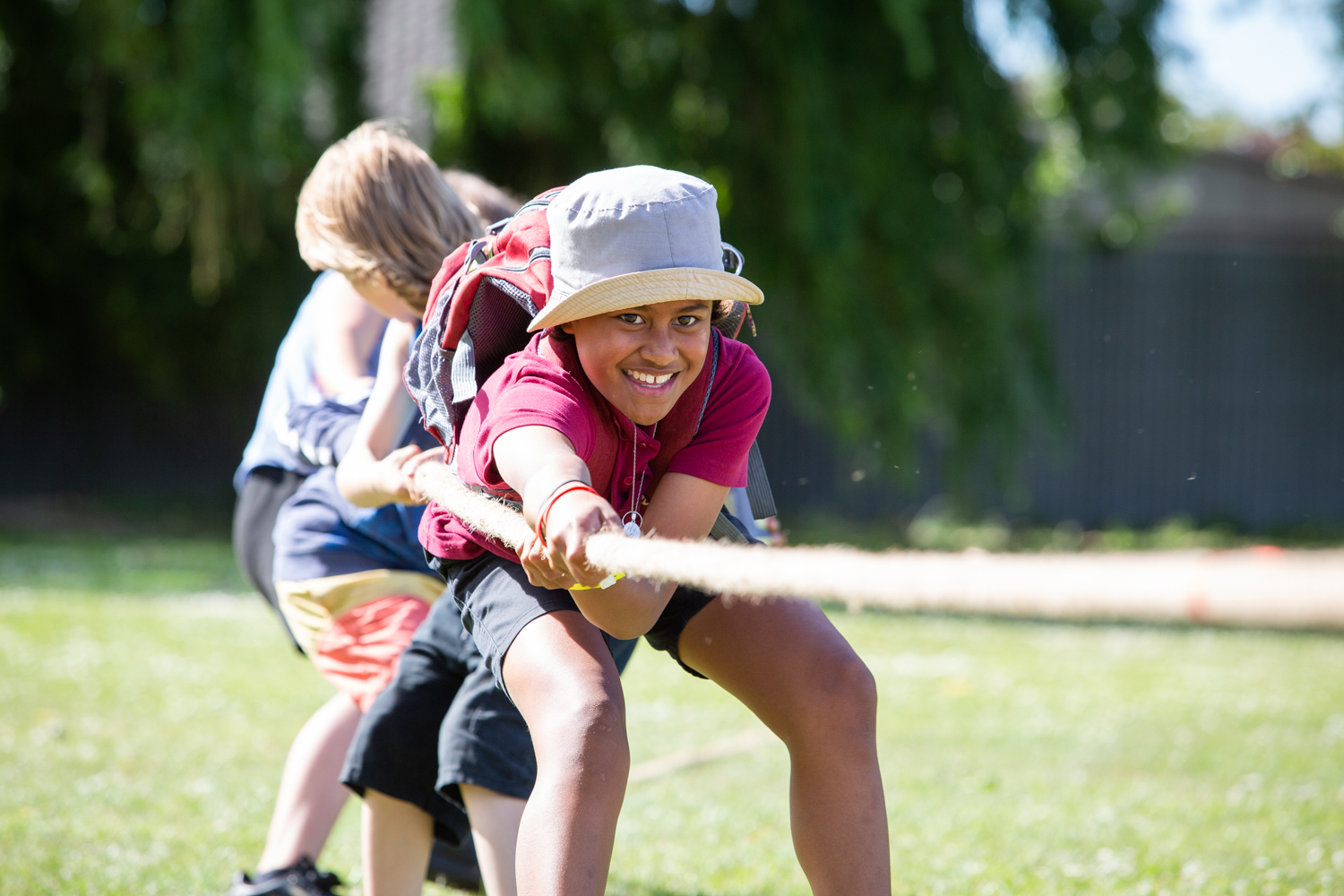 Kids playing tug of war