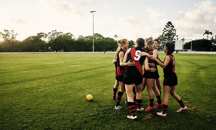 Group of young women at a football game