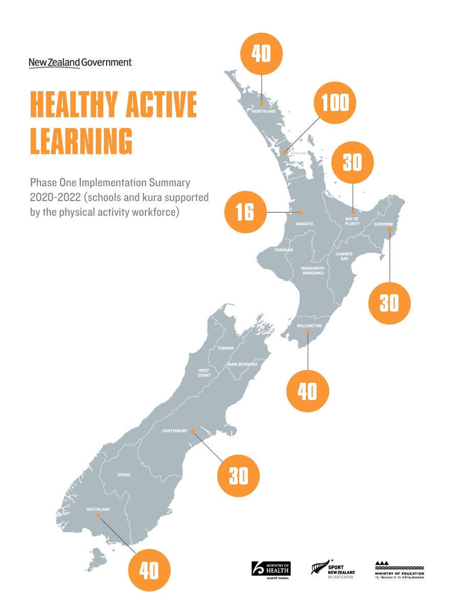 Healthy Active Learning schools and kura on a map