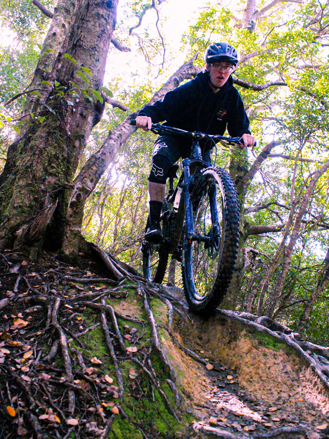 Mountain biker in action