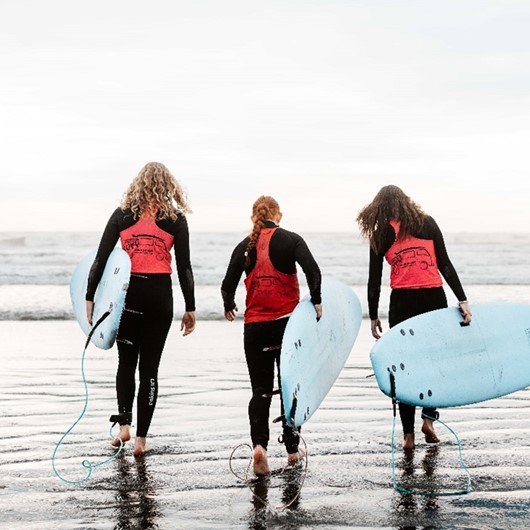 Young Women With Surfboards