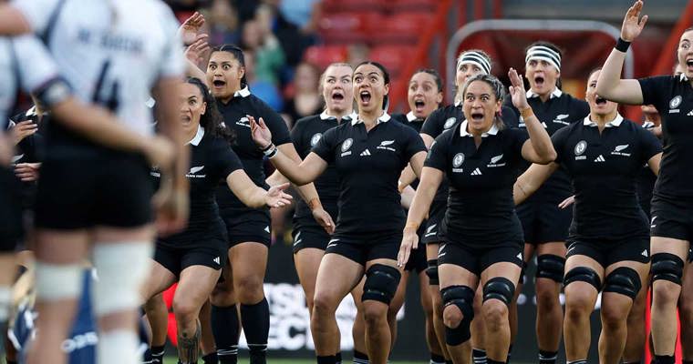 NZ team performing the haka at Women’s Rugby World Cup 2025
