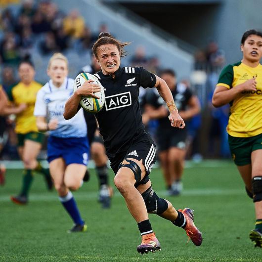 Les Elder running with a ball during a game image