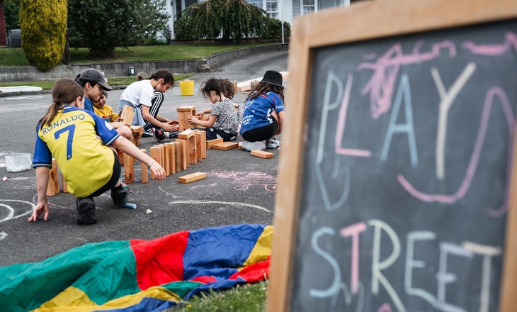 Tamariki at a Play Streets event