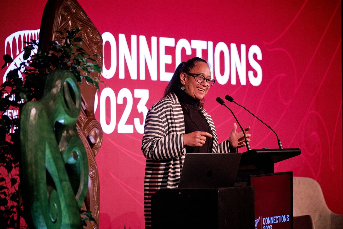 Rangimarie Hunia speaking at Connections 2023