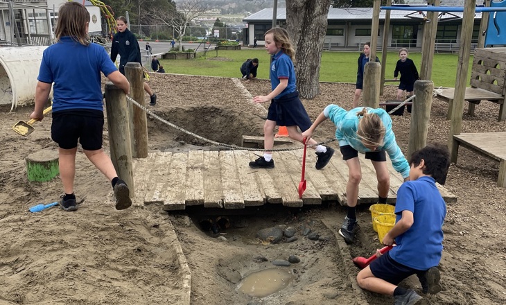 Kids playing in a sandpit