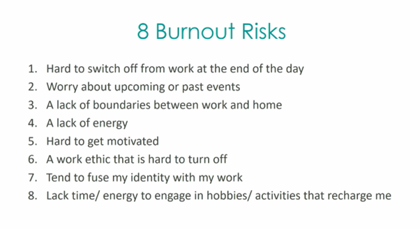 8 burnout risks listed