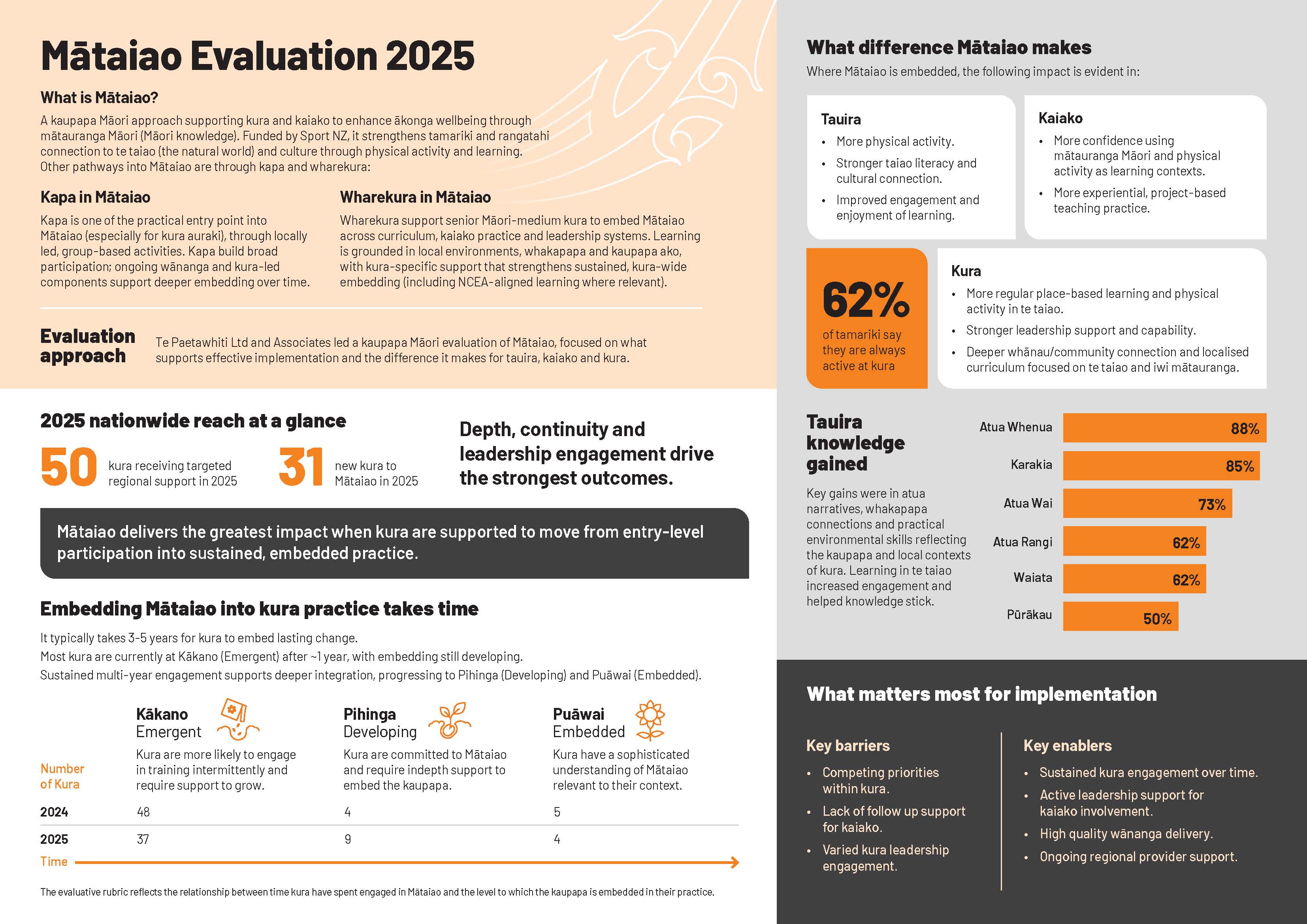 Mātaiao Evaluation April 2025 Infographic Page 1